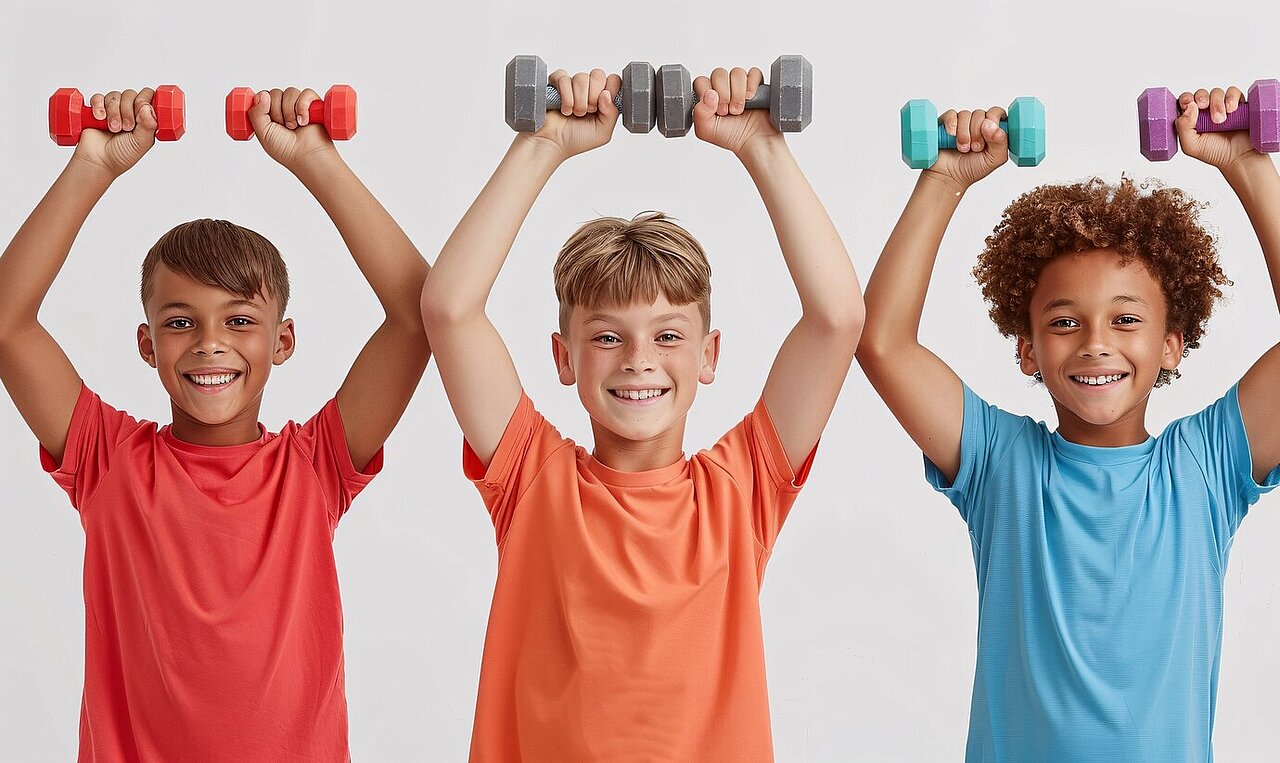 Kinder mit Hanteln